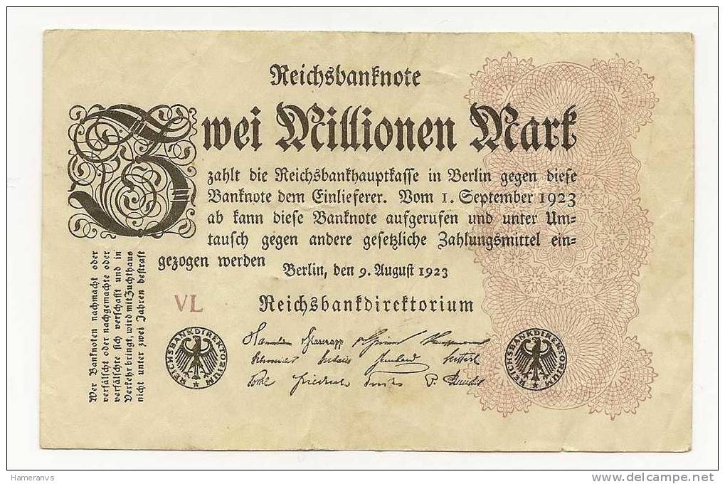 Germania 2 Milioni Di Marchi 1923 - P.104d - 2 Millionen Mark