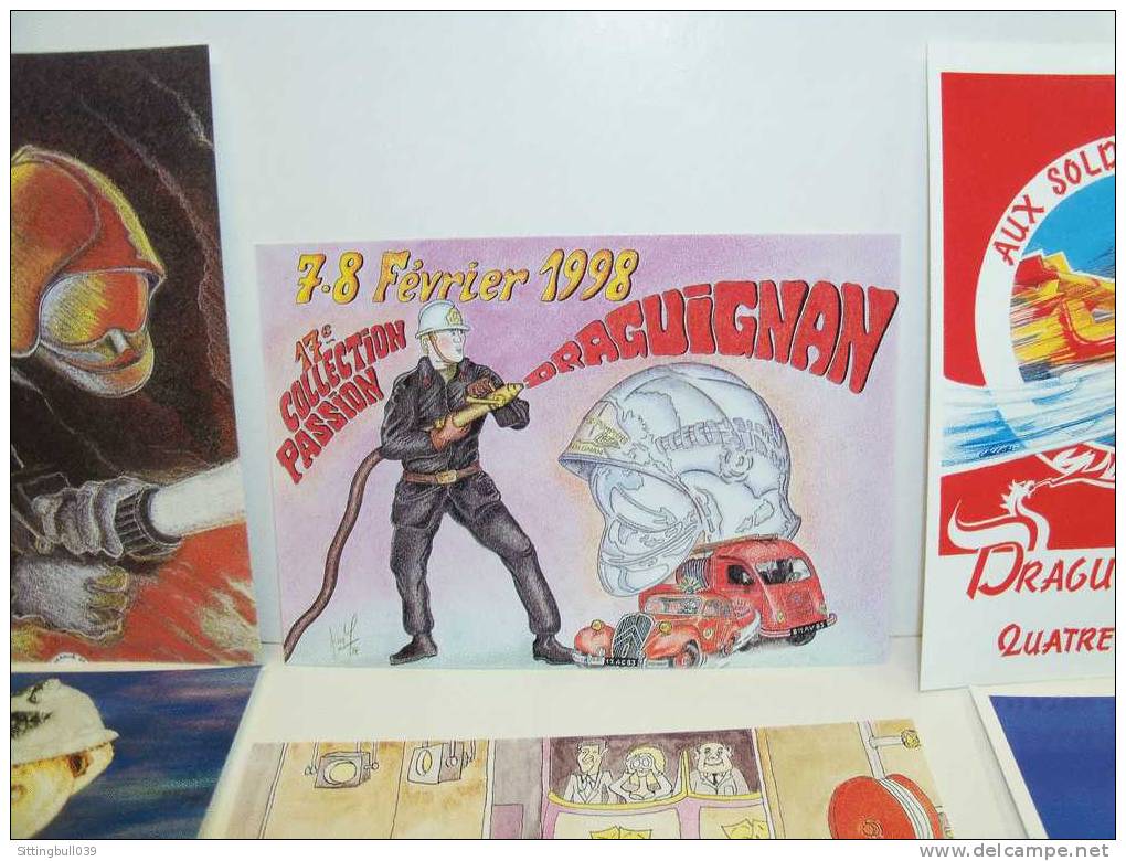 LES SOLDATS DU FEU. 17e Salon Collection Passion Draguignan 1998. Série Complète De 16 CP TL 500 EX Illustrateurs Divers - Sapeurs-Pompiers