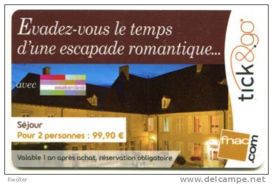 @+ Carte Cadeau - Tick & Go : LOISIRS : ESCAPADE ROMANTIQUE. - Gift And Loyalty Cards