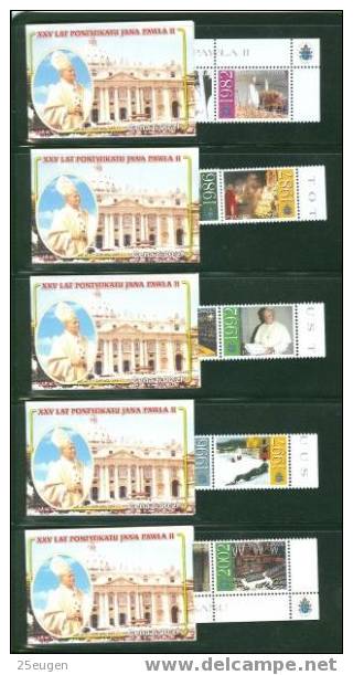 POLAND 2003 POPE JP II  5 Booklets  MNH - Cuadernillos