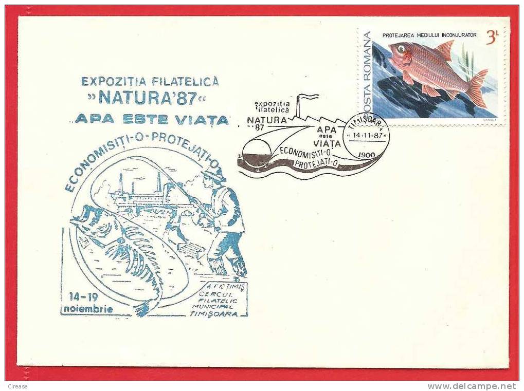 ROMANIA 1987 Cover. Not Pollute The Waters, Threatening The Destruction Of Aquatic Fauna - Milieuvervuiling