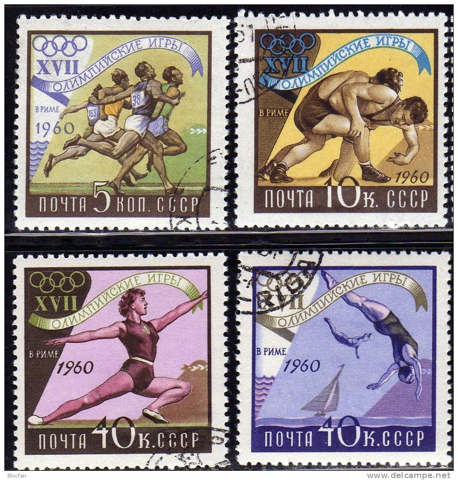 Olympiade Rom 1960 Sowjetunion 2369/78 O 6€ Sprint Ringen Boxen Fechten Reiten Segeln Olympic Set Soccer Of USSR CCCP SU - Summer 1960: Rome