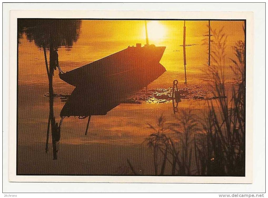 Coucher De Soleil: Eaux Dormantes, Photo Infra - S.D.P., Barque (10-1295) - Halt Gegen Das Licht/Durchscheink.