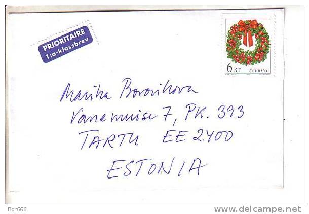 GOOD SWEDEN Postal Cover To ESTONIA 1998 - Good Stamped: Christmas - Lettres & Documents