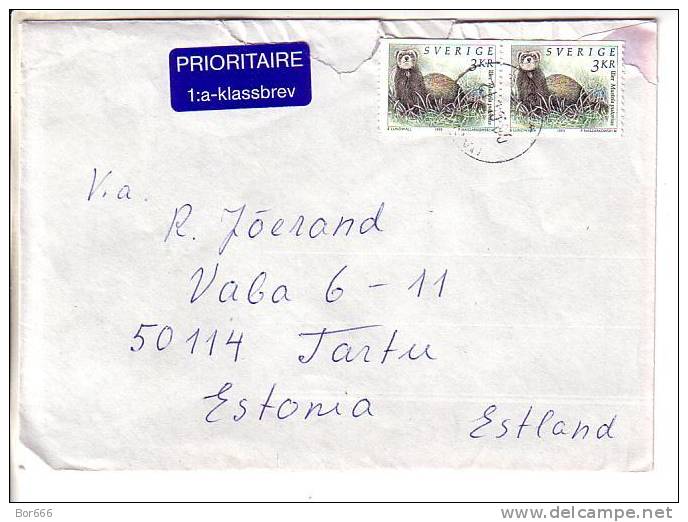 GOOD SWEDEN Postal Cover To ESTONIA 2000 - Good Stamped: Animal - Lettres & Documents