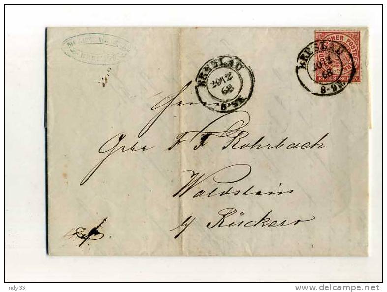 - ALLEMAGNE EMPIRE . ETATS DU NORD . AFFRANCHISSEMENT SIMPLE DE 1868 SUR LETTRE . - Other & Unclassified