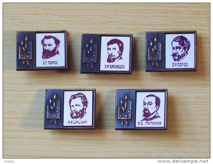 PINS Of The USSR, 1973&#x433;, WRITERS &ndash;5 Pieces. - Berühmte Personen