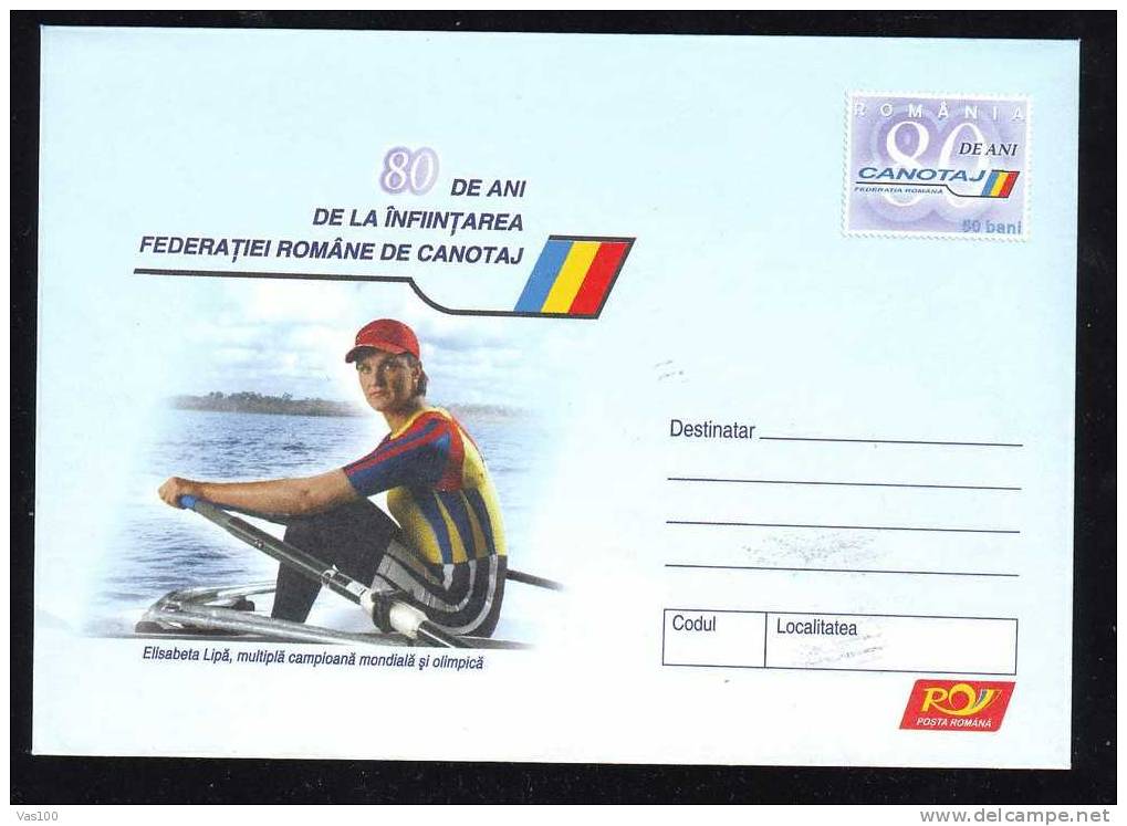 Romania 2005 Anniversary Elisabeta Lipa Stationery Cover With  Rowing . - Canoë