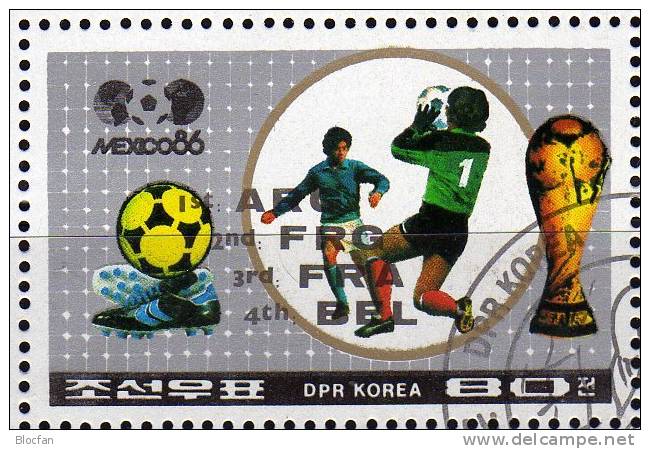 Gewinner Der Fussball WM 1986 Korea Block 213+221 O 4€ Aufdruck Schwarz Overprint Bloc Hb M/s Soccer Sheets Bf Corea Rar - 1986 – Mexico