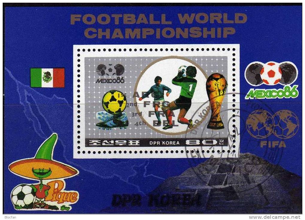 Gewinner Der Fussball WM 1986 Korea Block 213+221 O 4€ Aufdruck Schwarz Overprint Bloc Hb M/s Soccer Sheets Bf Corea Rar - 1986 – Mexico