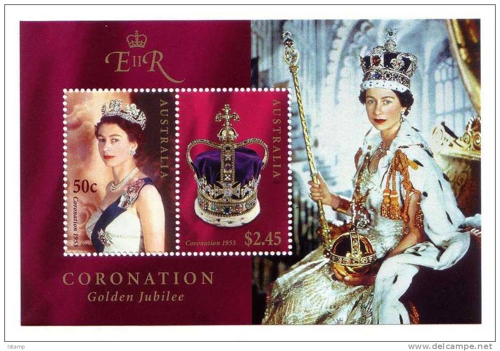 ⭕2003 - Australia CORONATION GOLDEN JUBILEE Queen Elizabeth II - Minisheet Miniature Sheet MNH⭕ - Blocks & Sheetlets