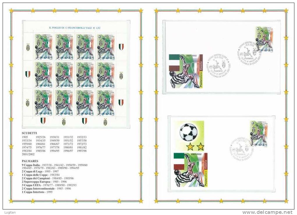 Prodotti Filatelici: Folder Poste Italiane: Sport - Calcio - Juventus Campione D'Italia 2001 - 2002 - Soccer - Geschenkheftchen