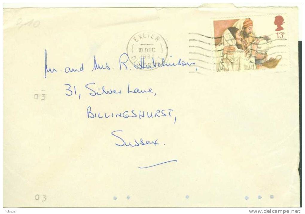 1984 ENVELOPPE VAN EXETER TO BILLINGSHURST - ZEGEL STAMP JEZUS MARIA JOZEF SCENE - Unclassified