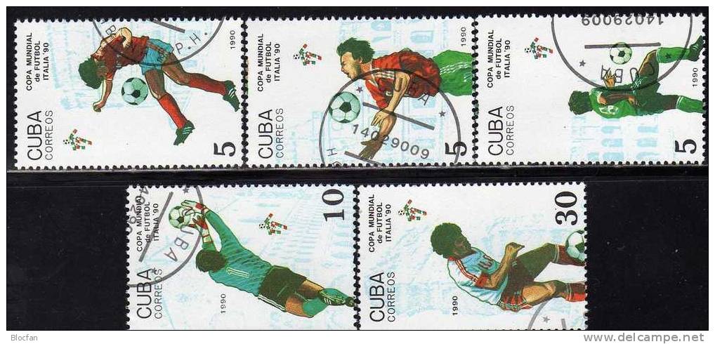 Fußball-WM Italien 1990 Kuba 3356-60 Plus ZD-Streifen O 2€ Fussball Ball-Dribbling Sport Set Soccer Se-tenant Of America - Fußball-Amerikameisterschaft
