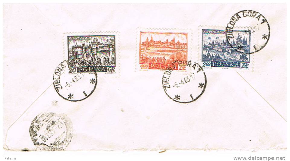 Carta, ,aerea, Certificada, ZIELONA 1963 ( Polonia) Cover, Lettre, Letter - Briefe U. Dokumente