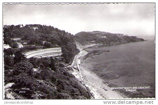 MEADOWFOOT BEACH & CRESCENT - Real Photo - TORQUAY - Torquay