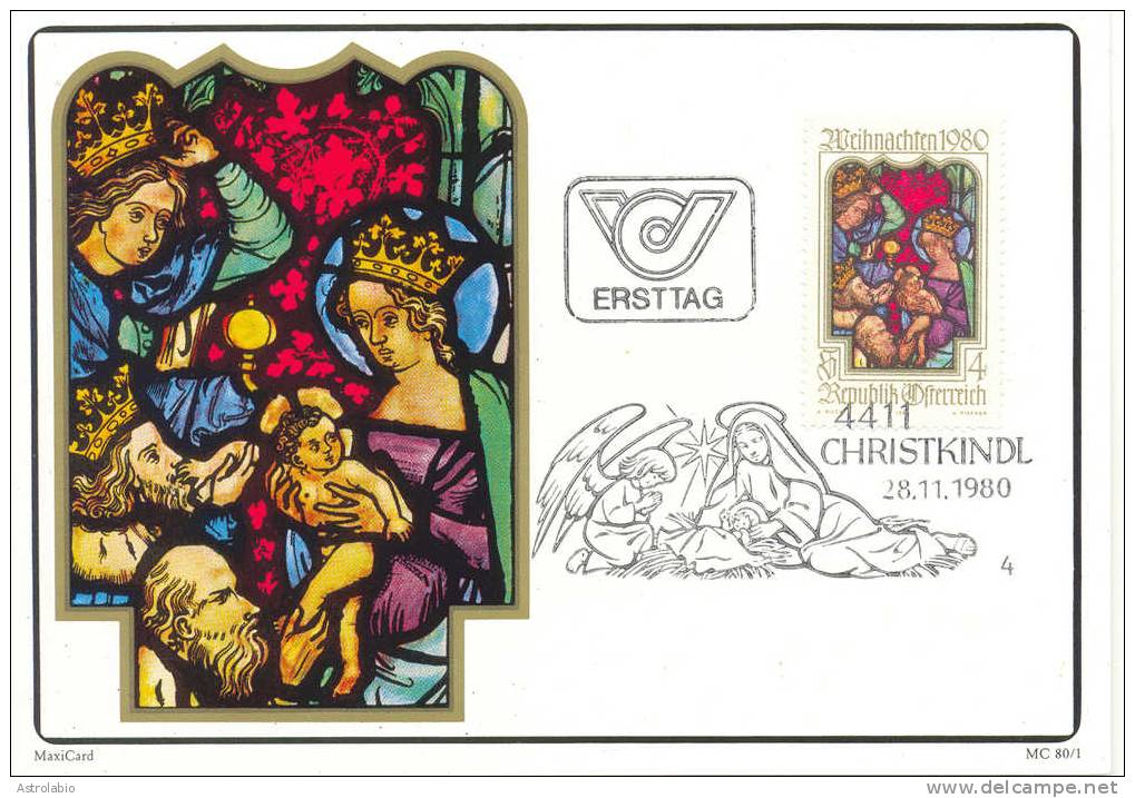 Autriche 1980 " Vitrail De L´abbaye De Viktring " Carte Maximum Yvert 1491 - Glasses & Stained-Glasses