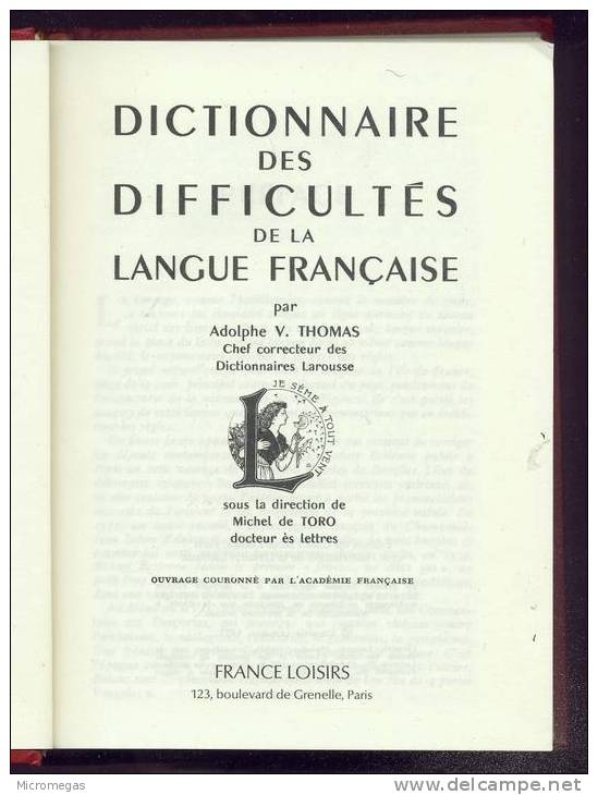 Dictionnaire Des Difficultés De La Langue Française - Woordenboeken