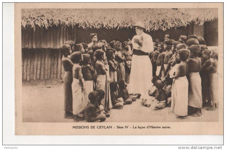 MISSIONS DE CEYLAN MISSIONNAIRE ET ENFANTS SERIE IV LA LECON D´HISTOIRE SAINTE - Missie