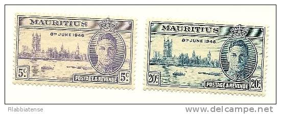 1946 - Mauritius 213/14 Anniversario Vittoria, - Mauritius (1968-...)