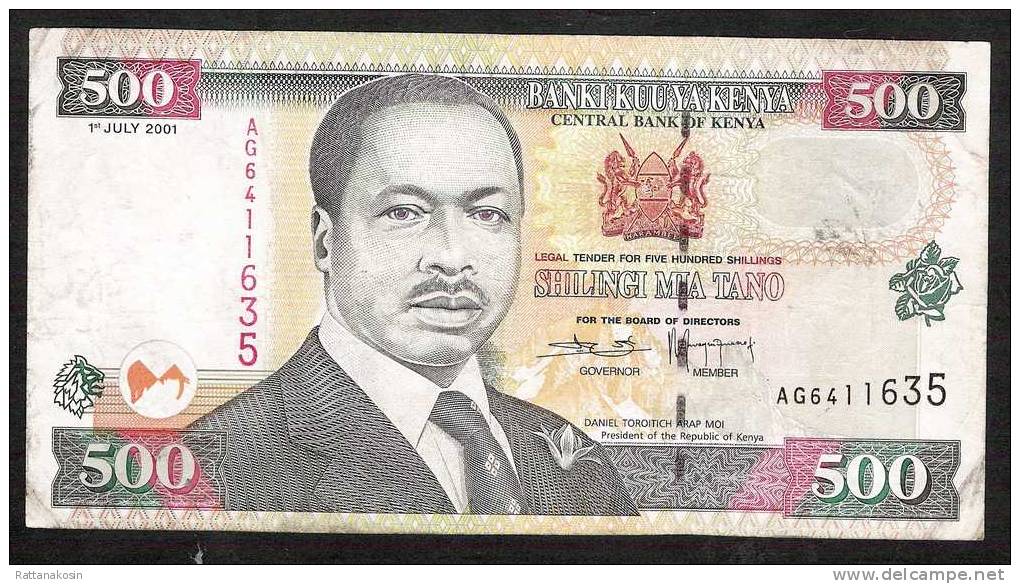 KENYA P39d  500  SHILLINGS 2001RARE DATE AVF NO P.h. ! - Kenya