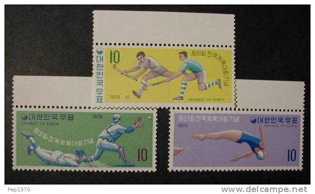 COREA DEL SUR 1970 - DEPORTES - Yvert Nº 607-609 - High Diving