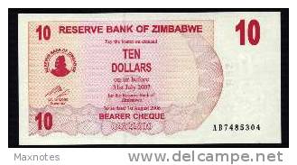 ZIMBABWE :  10  Dollars - Bearer Cheque - 2006 - UNC - Zimbabwe