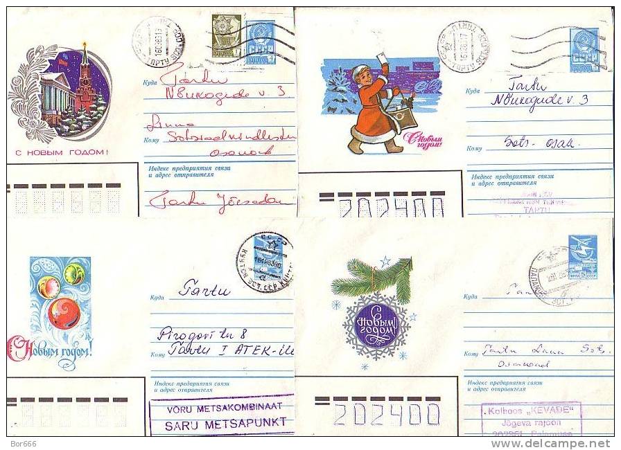 FOUR GOOD USSR / RUSSIA Postal Covers - Happy New Year - Neujahr