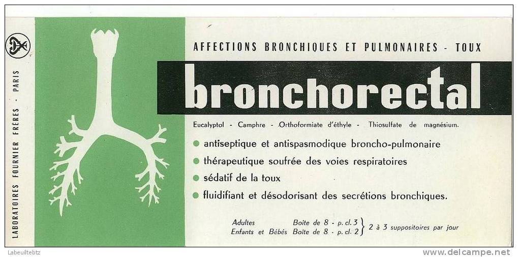 BUVARD - Laboratoires FOURNIER Frères PARIS - Bronchorectal Affection Bronhique Et Pulmonaires Toux - Drogisterij En Apotheek
