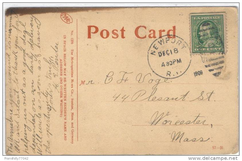 U.S.A. - RHODE ISLAND - NEWPORT - OLD ROUND TOWER - LOCAL FOLKS - LARGE HOME - 1909 - Newport