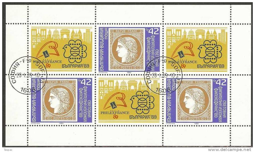 Bulgaria 1989 Mi# 3729 A Kleinbogen Used - PHILEXFRANCE ’89 - Oblitérés