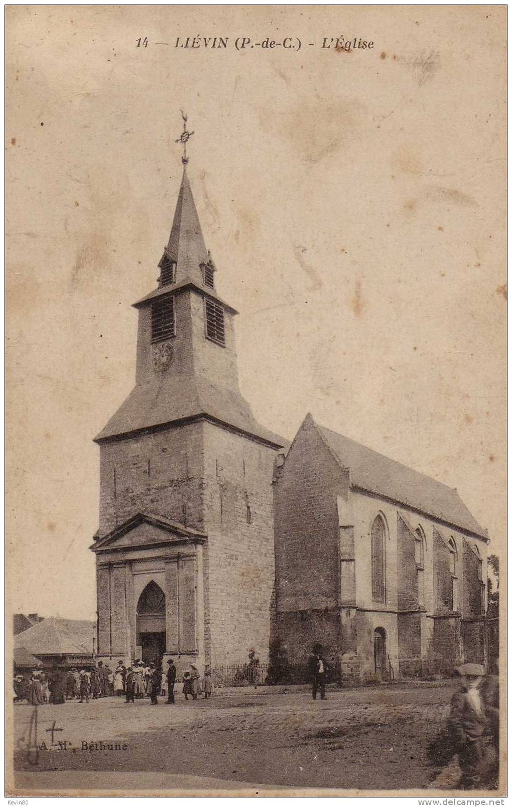 62 LIEVIN L'Eglise Cpa Animée - Lievin