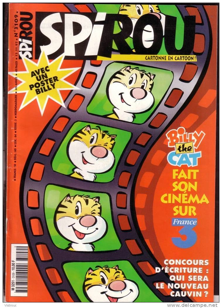 SPIROU N° 3109 - Couverture "Billy The Cat" - Année 1997. - Spirou Magazine