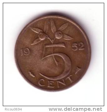 5 Cents1952 Pays Bas - 1948-1980: Juliana