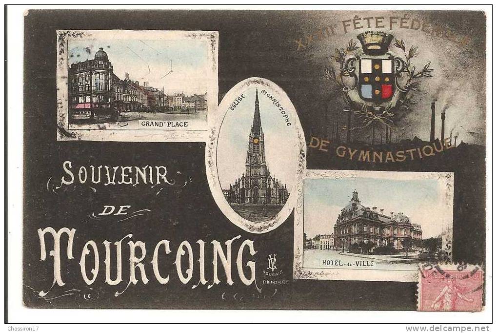 59 -  Souvenir De  TOURCOING  - Multivues -  XXXIIe Fête Fédérale De Gymnastique - Tourcoing