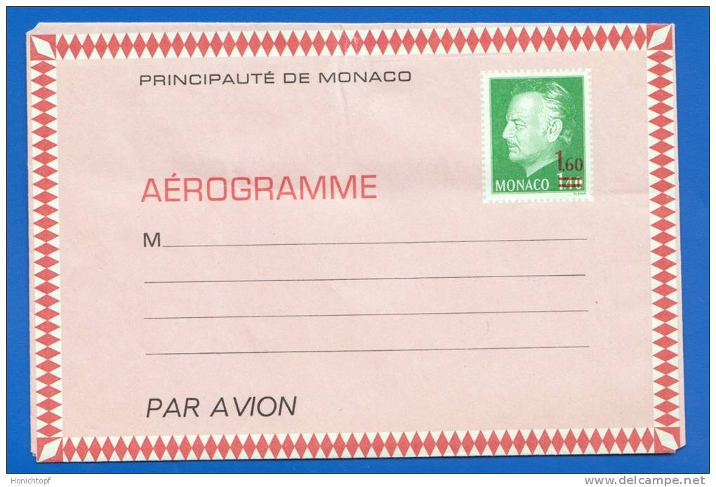 Monaco; Aérogramme Prince Rainier; 1,60 F Sur 1,40 F; Faltbrief Neu - Luchtpost