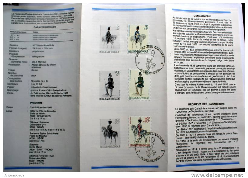 Belgique - Folder Contenent Les 3 Timbres èmis Par La Regie Des Postes Le 7 Dec 1981 - Other & Unclassified