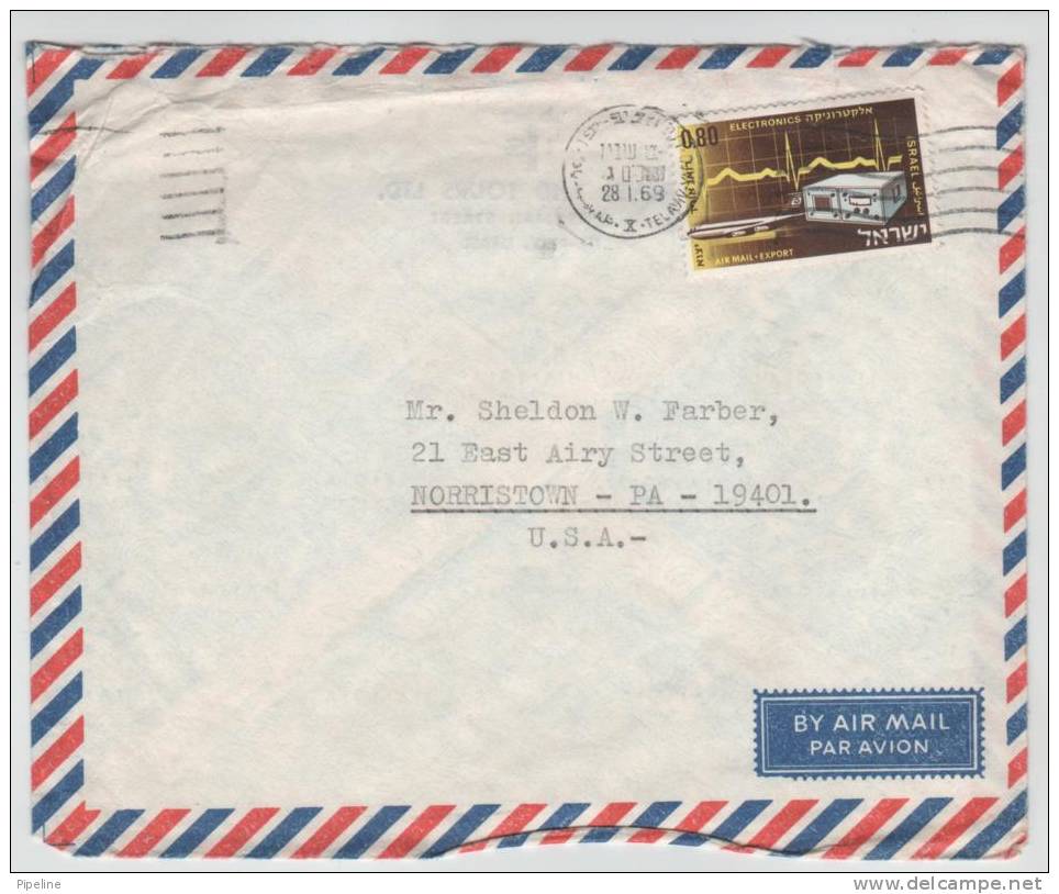 Israel Air Mail Cover Sent To USA 28-1-1969 - Poste Aérienne