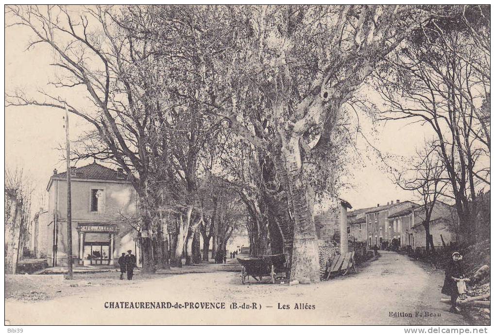 CHATEAURENARD-de-PROVENCE.  _  Les Allées. Animation. Femme Et Son Enfant, Café Des Allées, Baladeuses - Chateaurenard