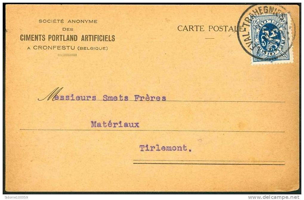 Carte S.A. Ciments Porland Artificiels à Cronfestu Vers Tirlemont En 1933 - Covers & Documents