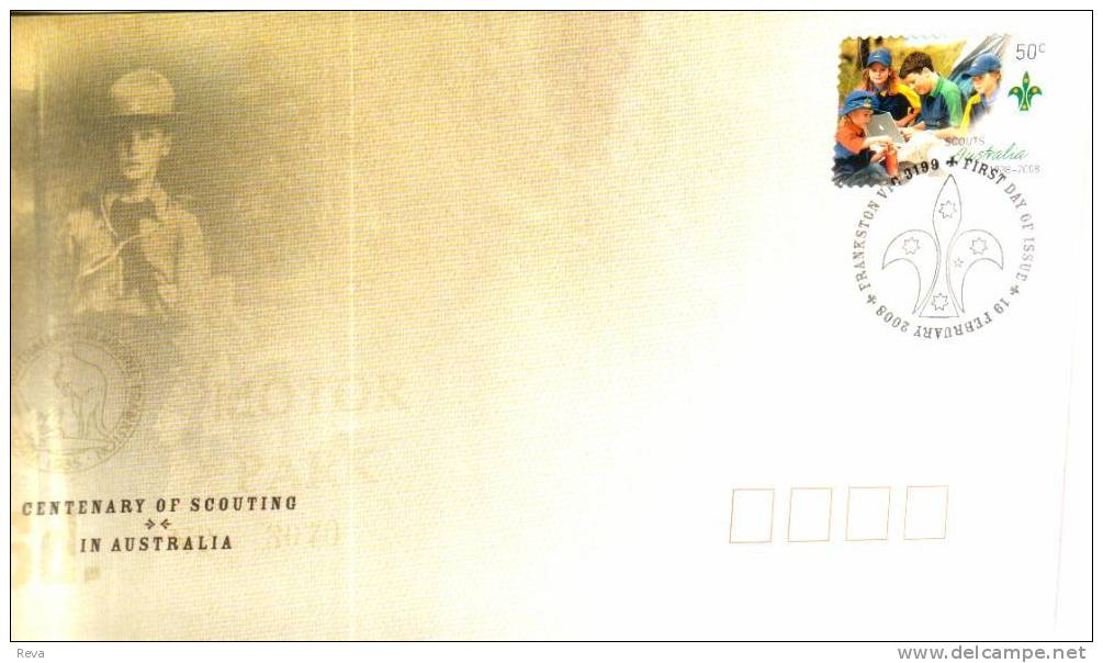 AUSTRALIA FDC 100 YEARS OF SCOUNTS  STAMP 50 CENTS DATED 19-02-2008 CTO SG? READ DESCRIPTION !! - Cartas & Documentos