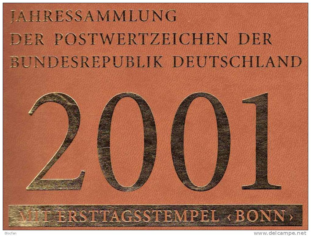 Jahressammlung 2001 Mit 50 ETB,BRD 2156-Block 57 SST 130€ Ersttag-Blatt Illustration Documentation Year-books Of Germany - Sammlungen (im Alben)