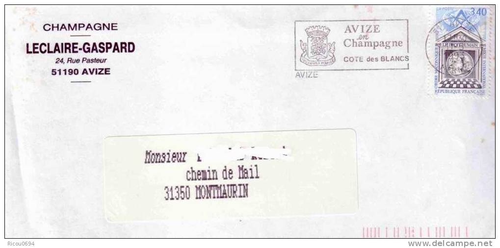 77- Lettre Avize à Montmaurin 1993   Champagne LECLAIRE-GASPARD - Briefe U. Dokumente