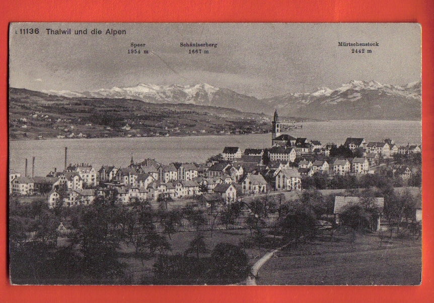 K297 Thalwil Und Die Alpen, Lac De Zurich.Nicht Gelaufen. Photoglob I 11136 - Thalwil