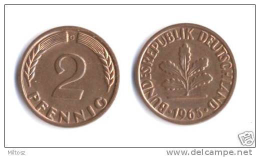 Germany 2 Pfennig 1965 G Double Strike - 2 Pfennig