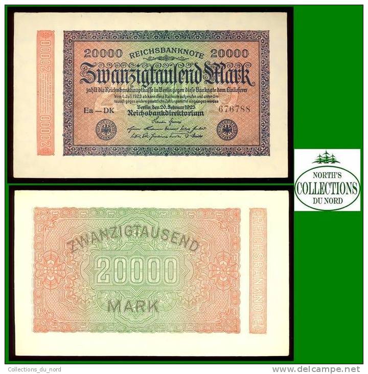 20,000 Mark Germany 1923 Paper Money / Billet Allemagne - 5 Mark