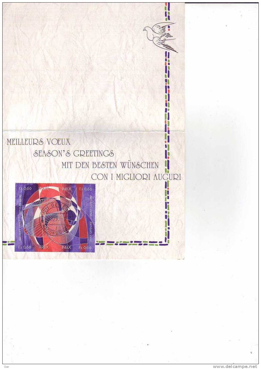 NAZIONI UNITE - GINEVRA - Yvert  255/58 Su  Cartoncino Speciale - Cuadernillos