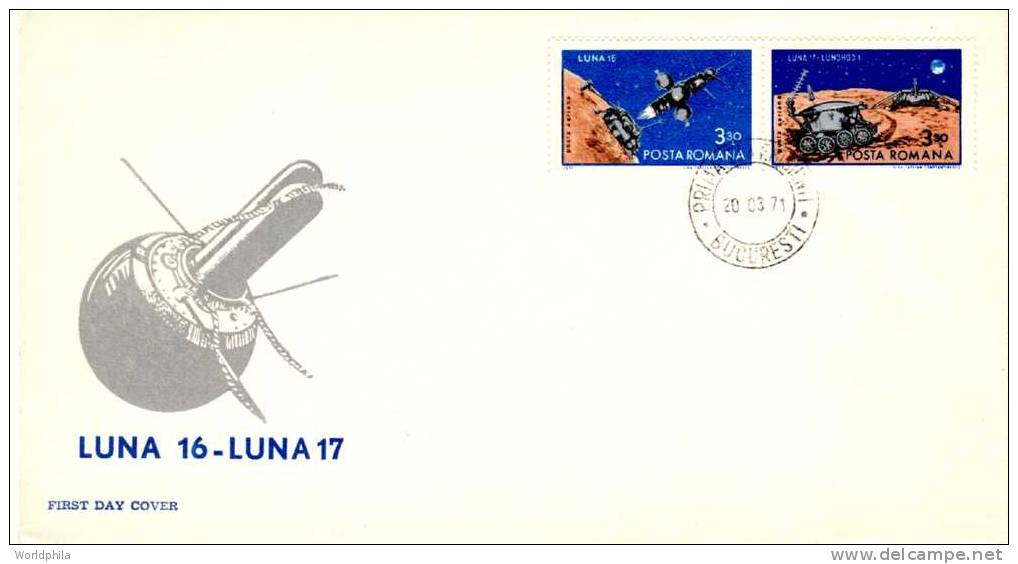 ROMANIA Spaceship/Vaisseau "Luna 16-Luna 17"-FDC 1971 - Europe