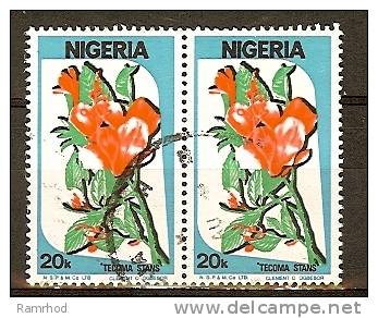 NIGERIA 1986 Nigerian Life 20k. - "Tecoma Stans" (flower) FU PAIR - Nigeria (1961-...)