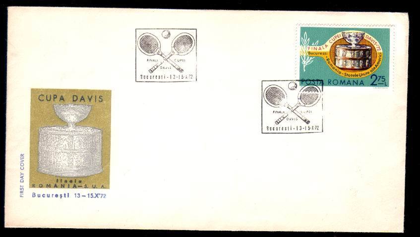 Romania  FDC ,with Special Cancell,tennis 1972,DAVIS CUP Romania - USA,very Rare. - Tennis